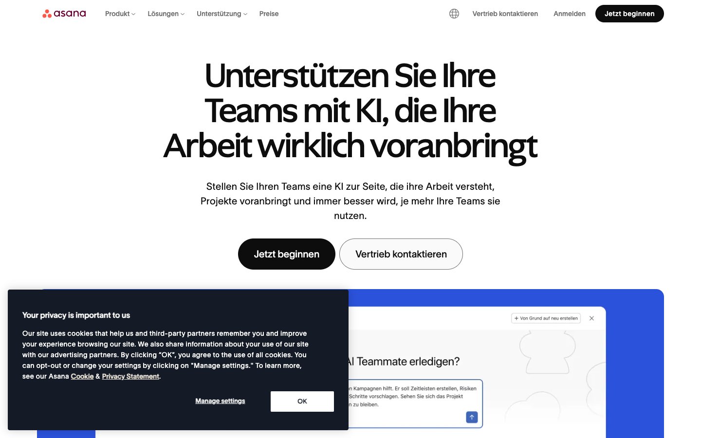 Asana Dashboard Screenshot