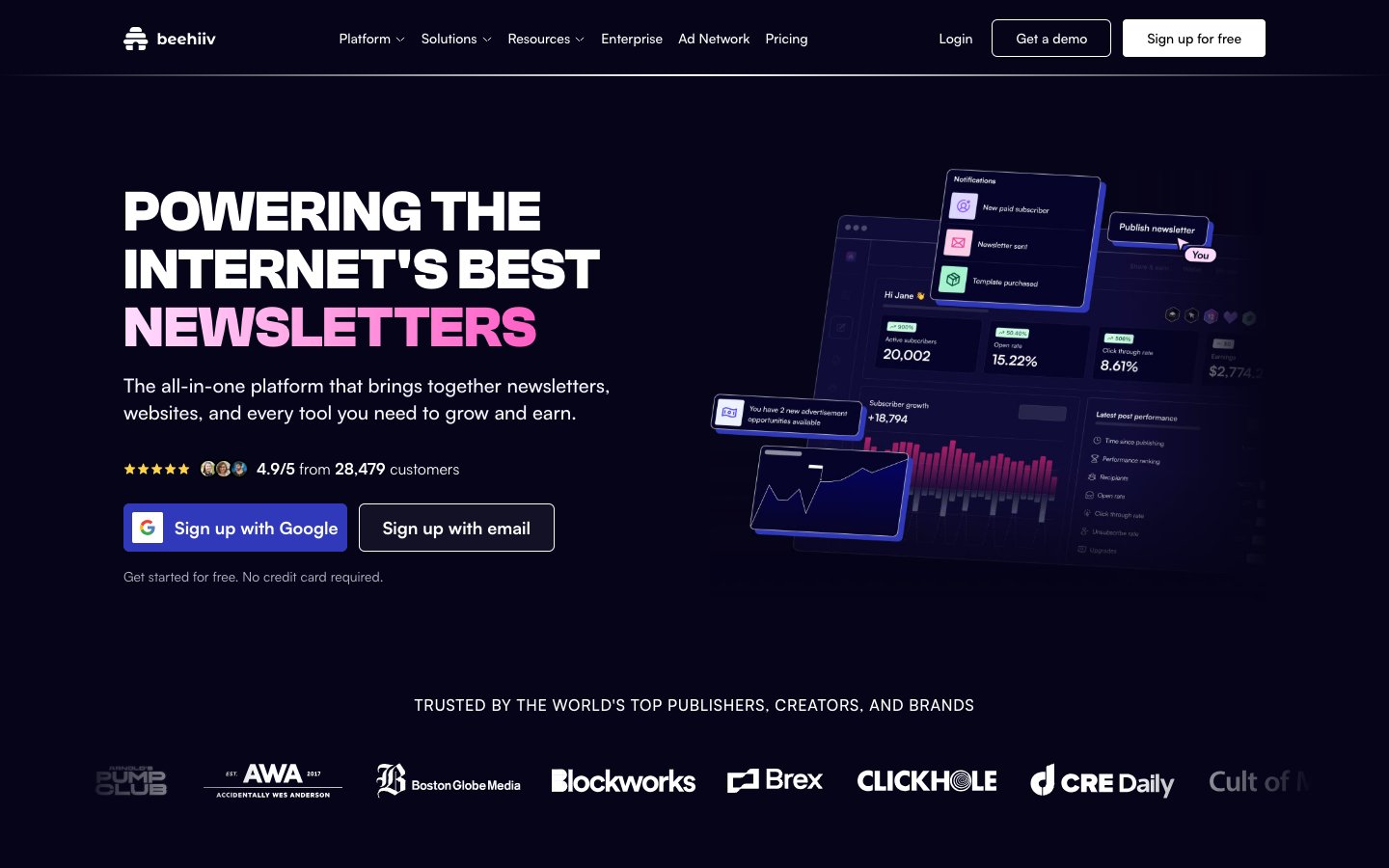 Beehiiv Dashboard Screenshot