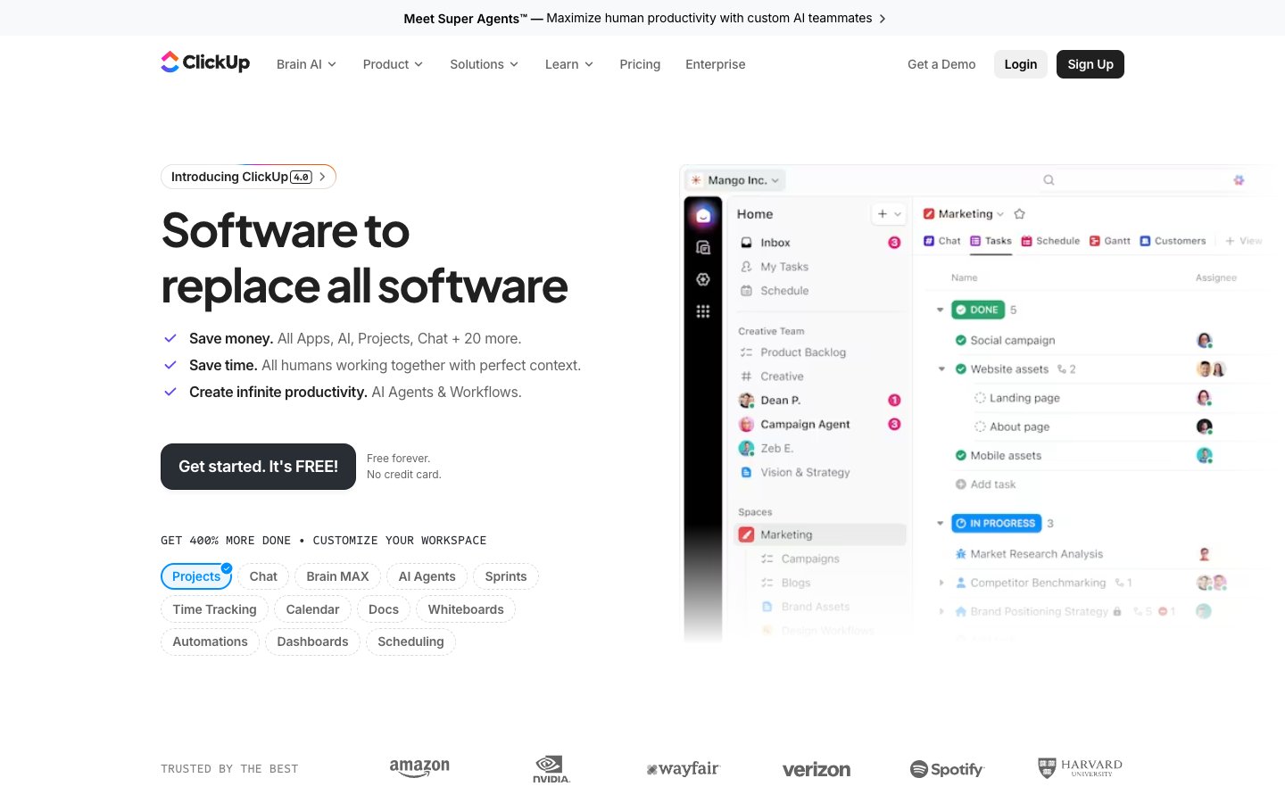 Clickup Dashboard Screenshot