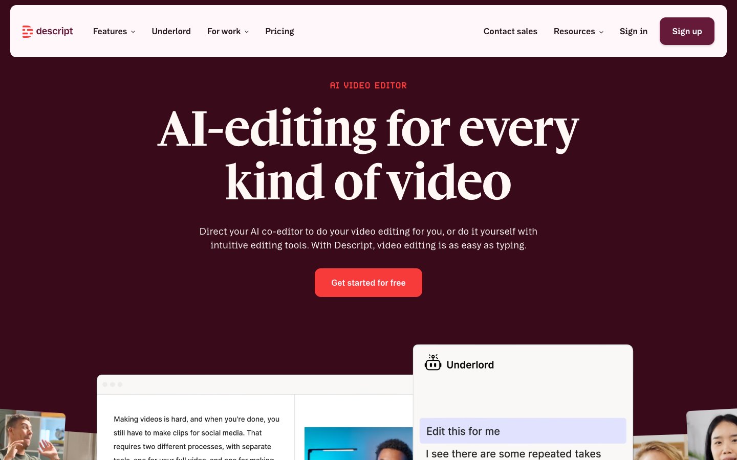 Descript Dashboard Screenshot