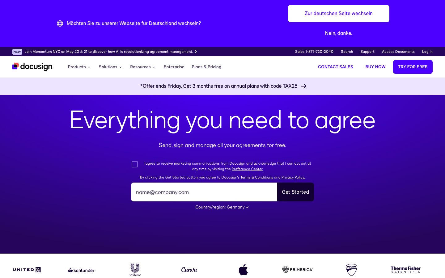 Docusign Dashboard Screenshot