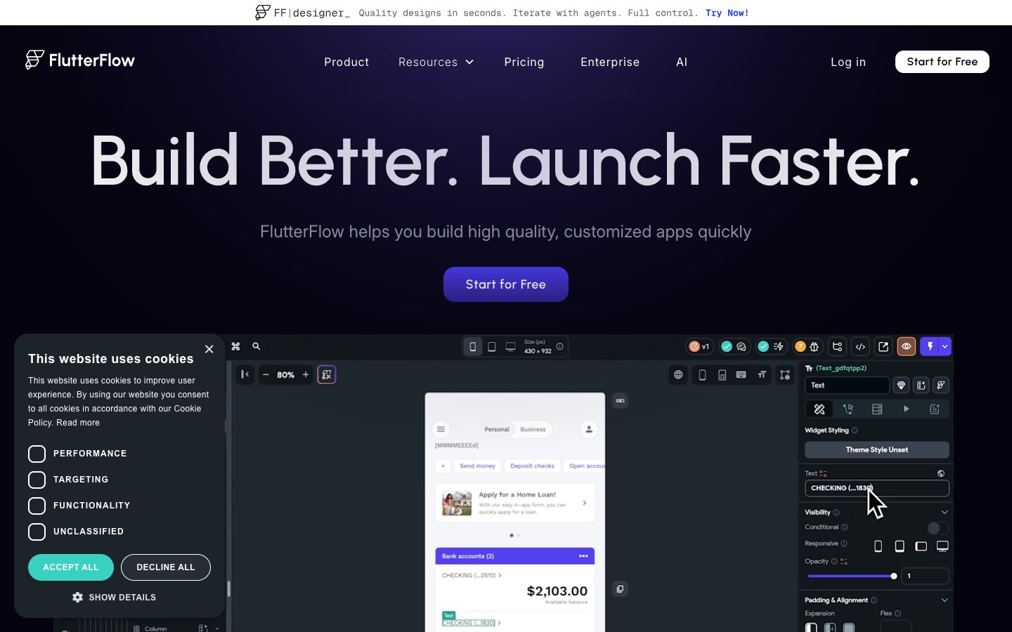 Flutterflow Dashboard Screenshot