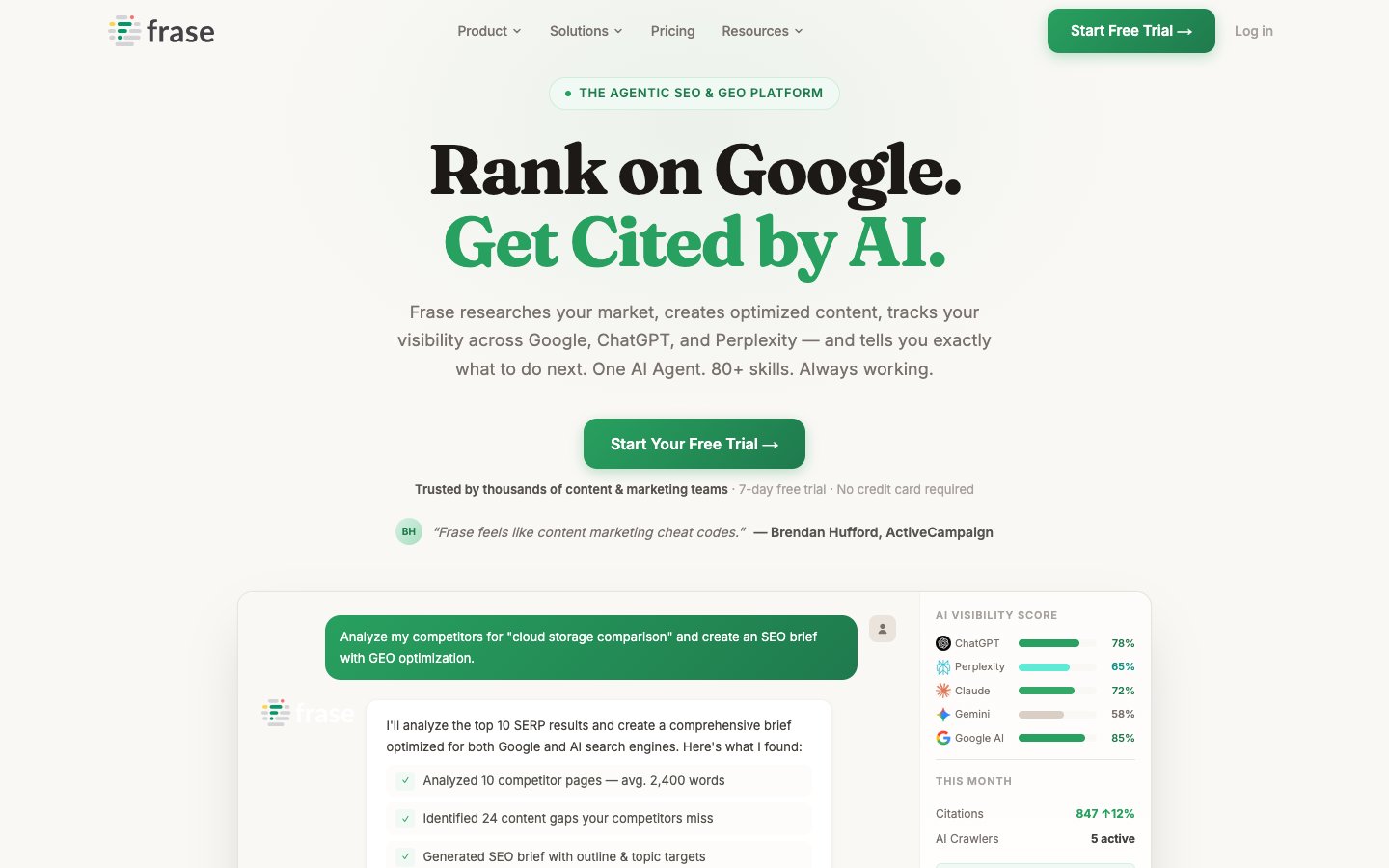 Frase Dashboard Screenshot