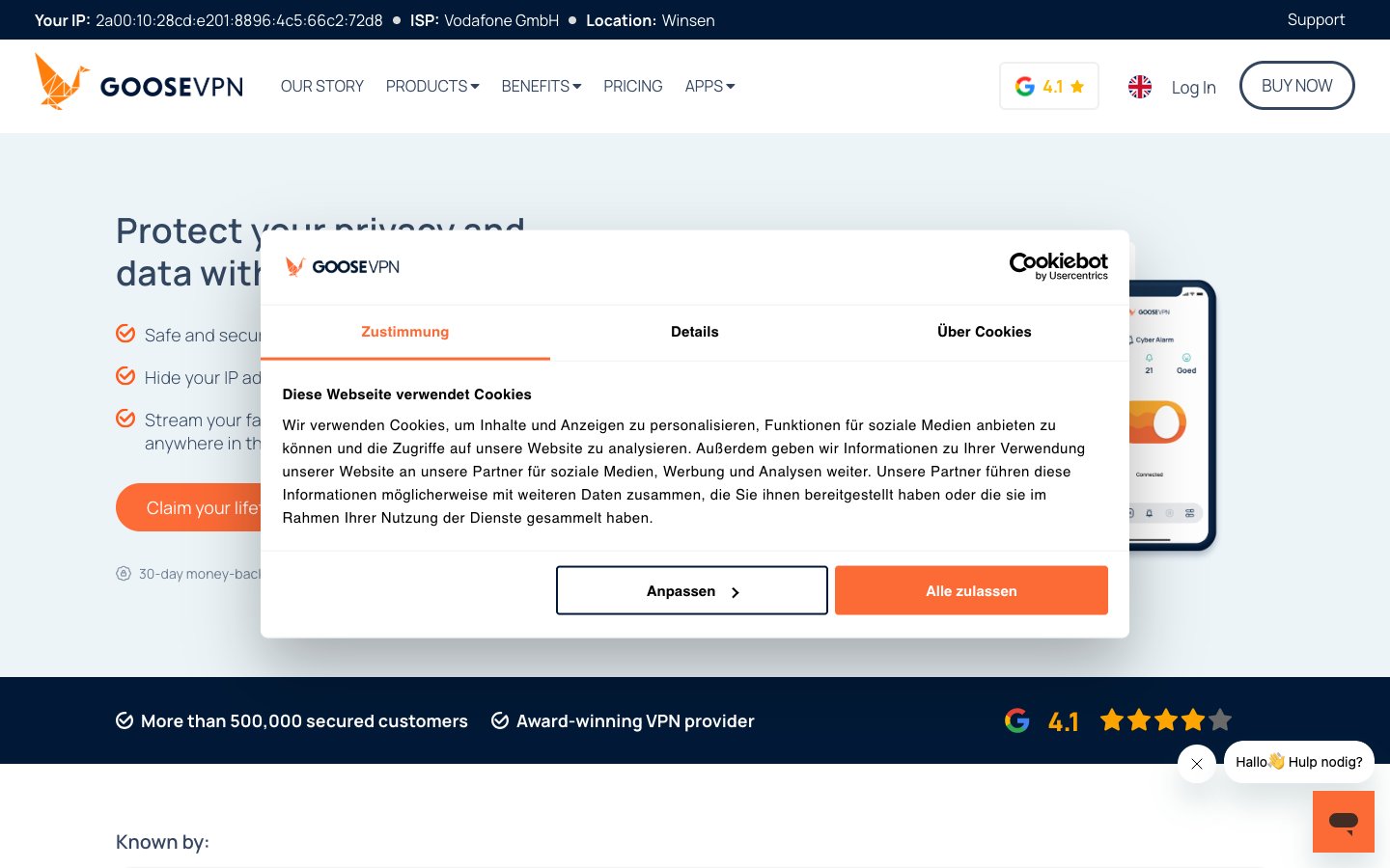 Goose Vpn Dashboard Screenshot