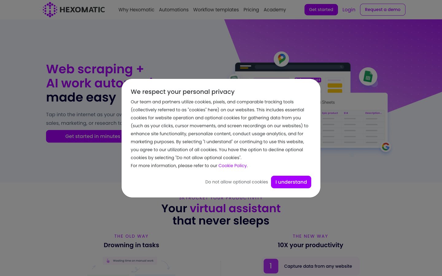 Hexomatic Dashboard Screenshot