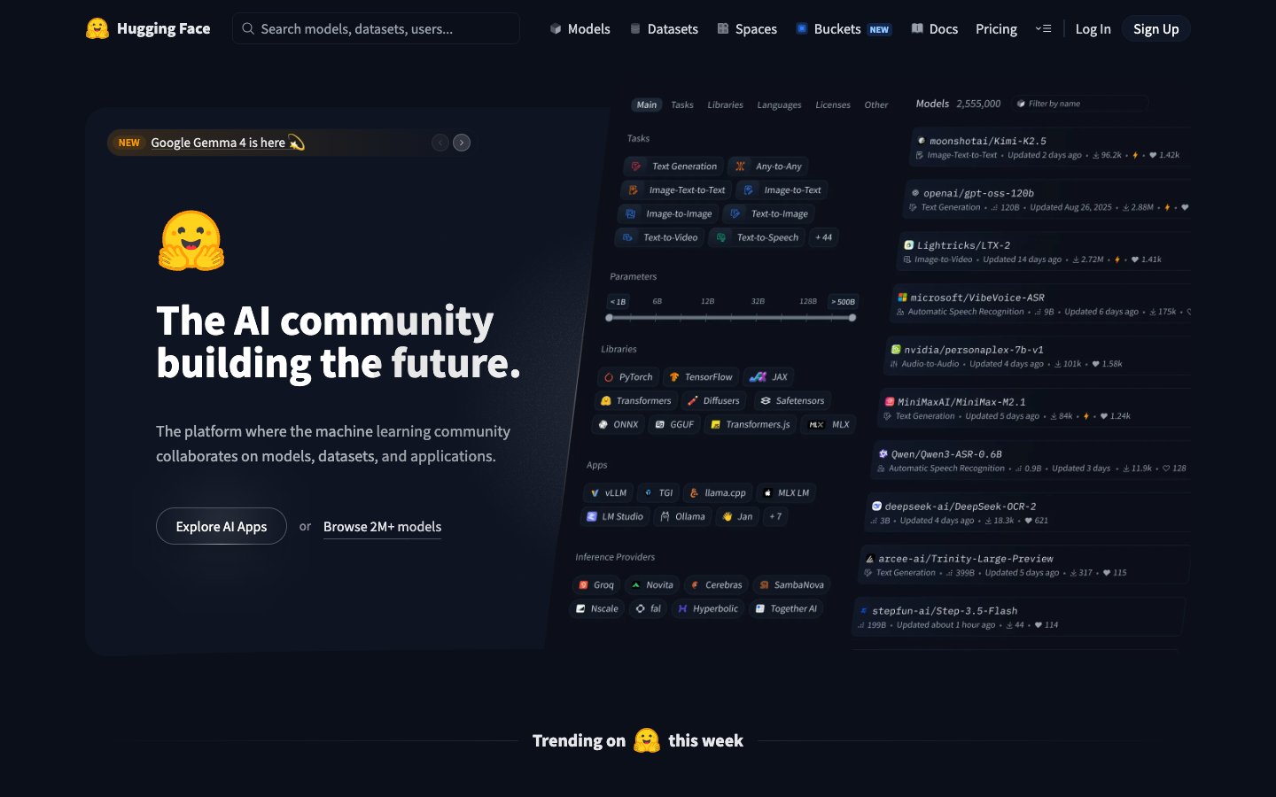 Hugging Face Dashboard Screenshot