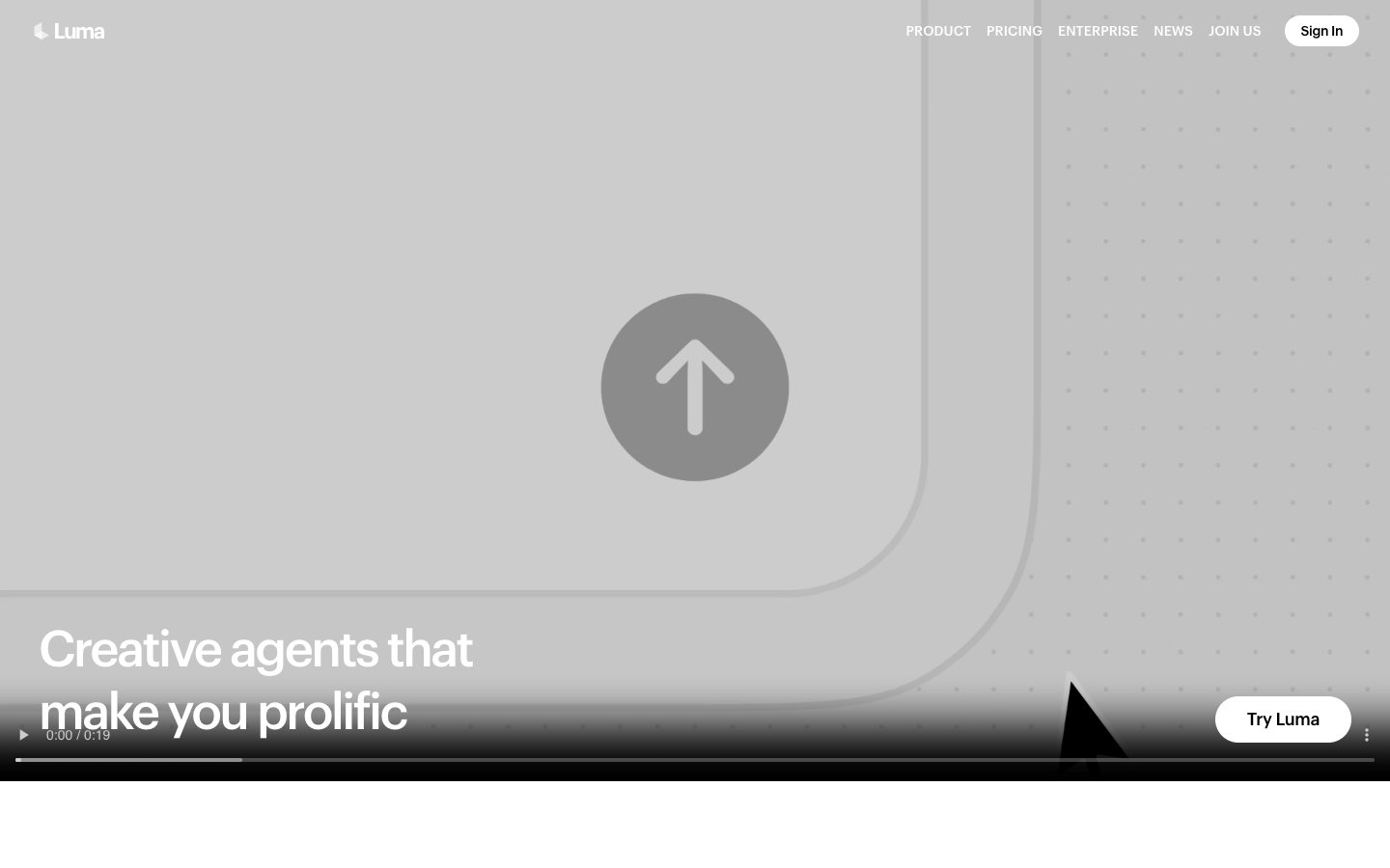 Luma Dream Machine Dashboard Screenshot