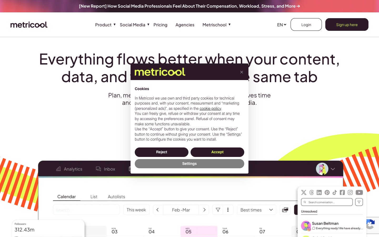 Metricool Dashboard Screenshot