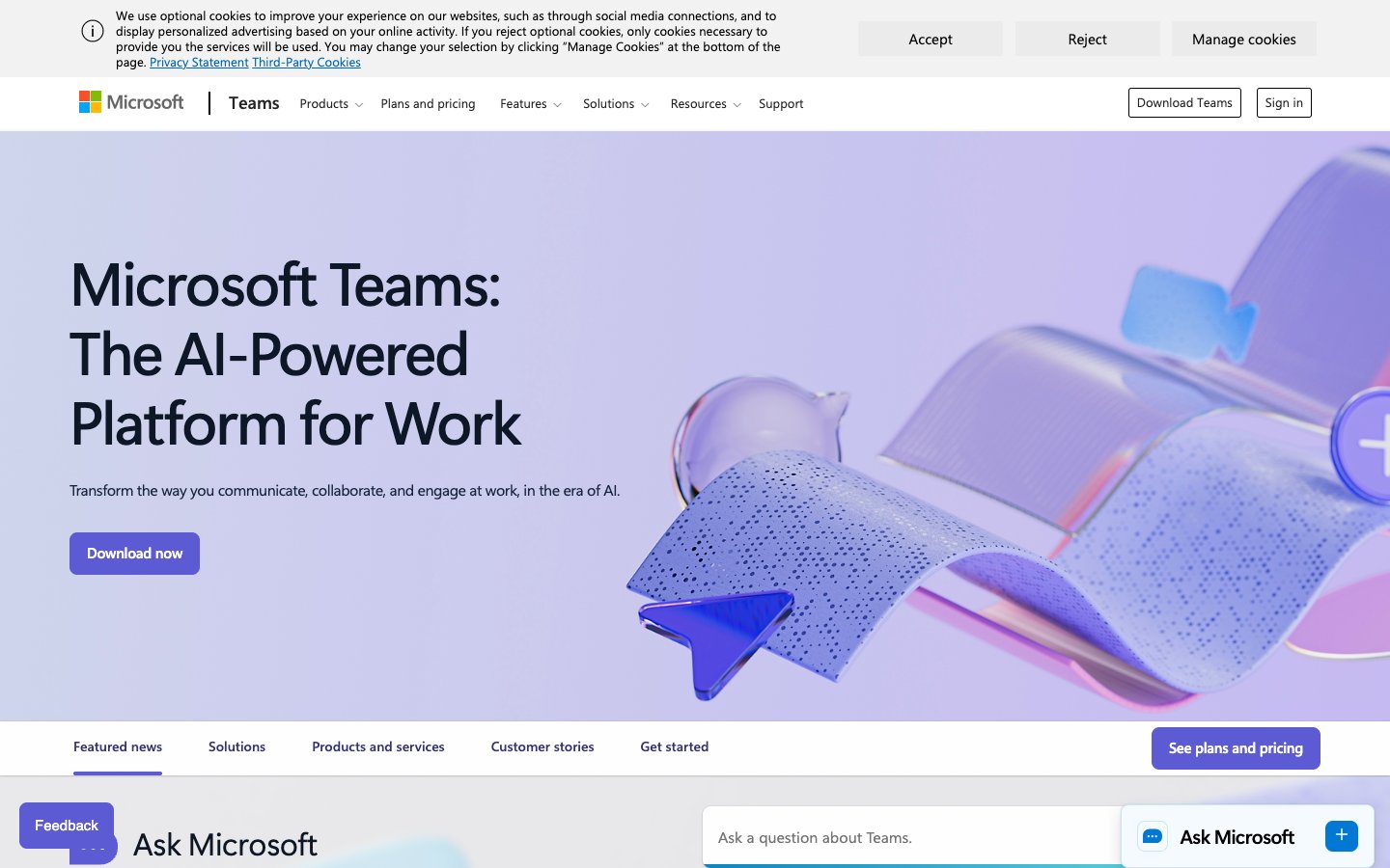 Microsoft Teams Dashboard Screenshot