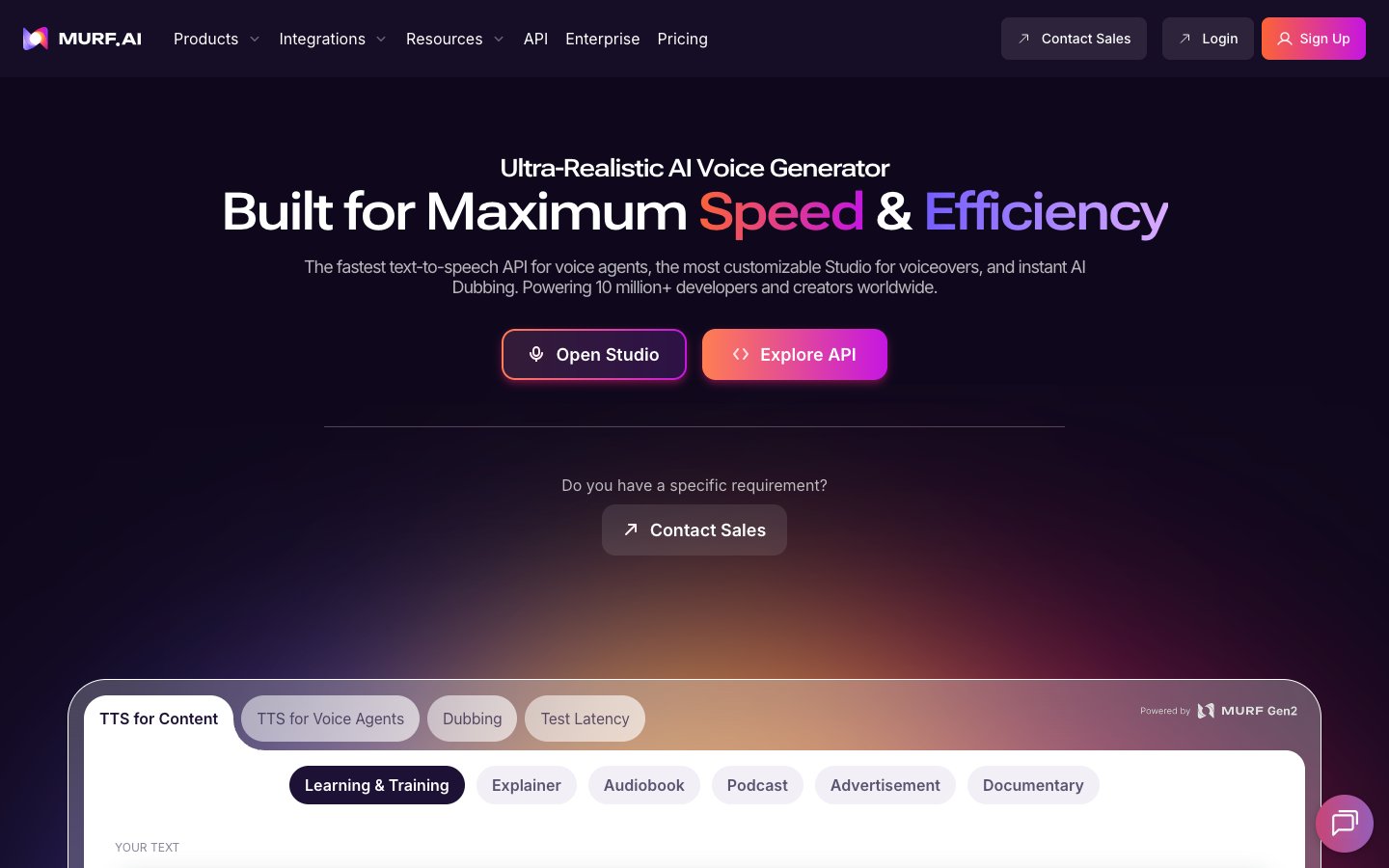 Murf Ai Dashboard Screenshot