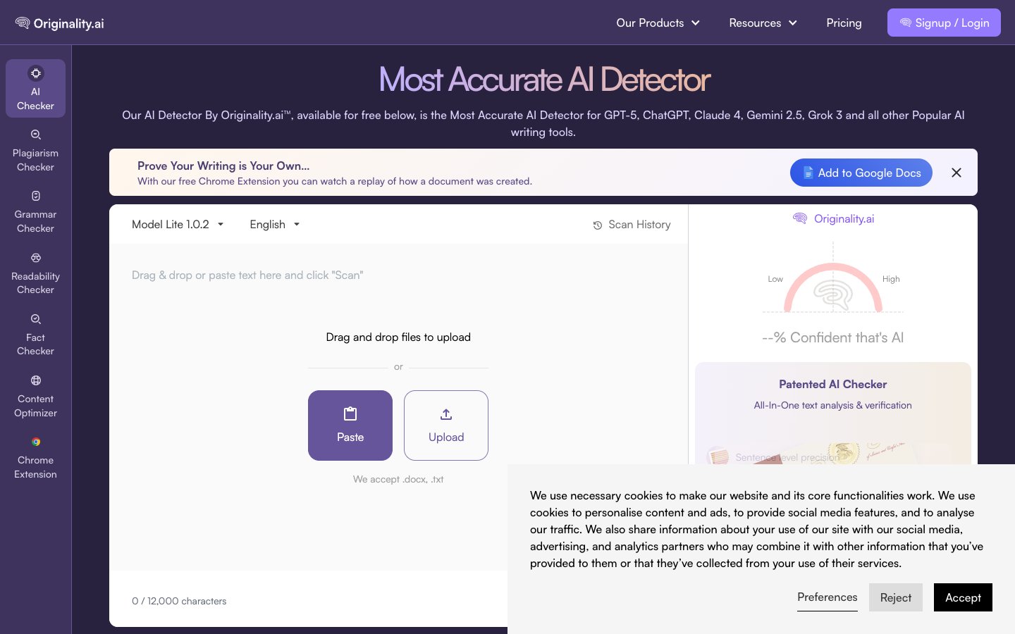 Originality Ai Dashboard Screenshot