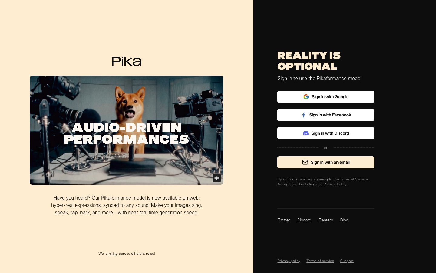 Pika Labs Dashboard Screenshot