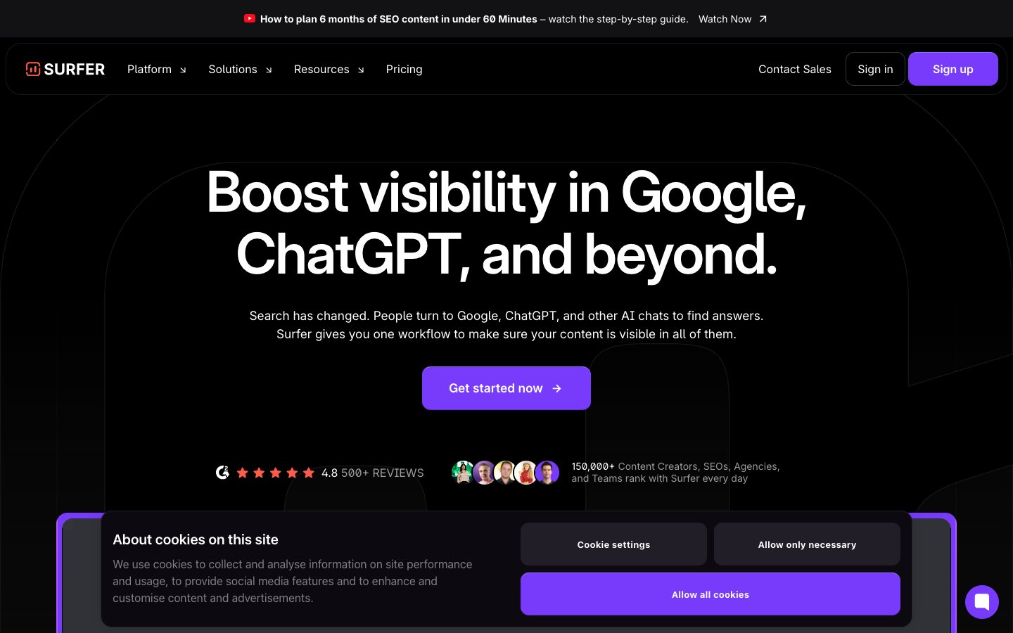 Surfer Seo Dashboard Screenshot