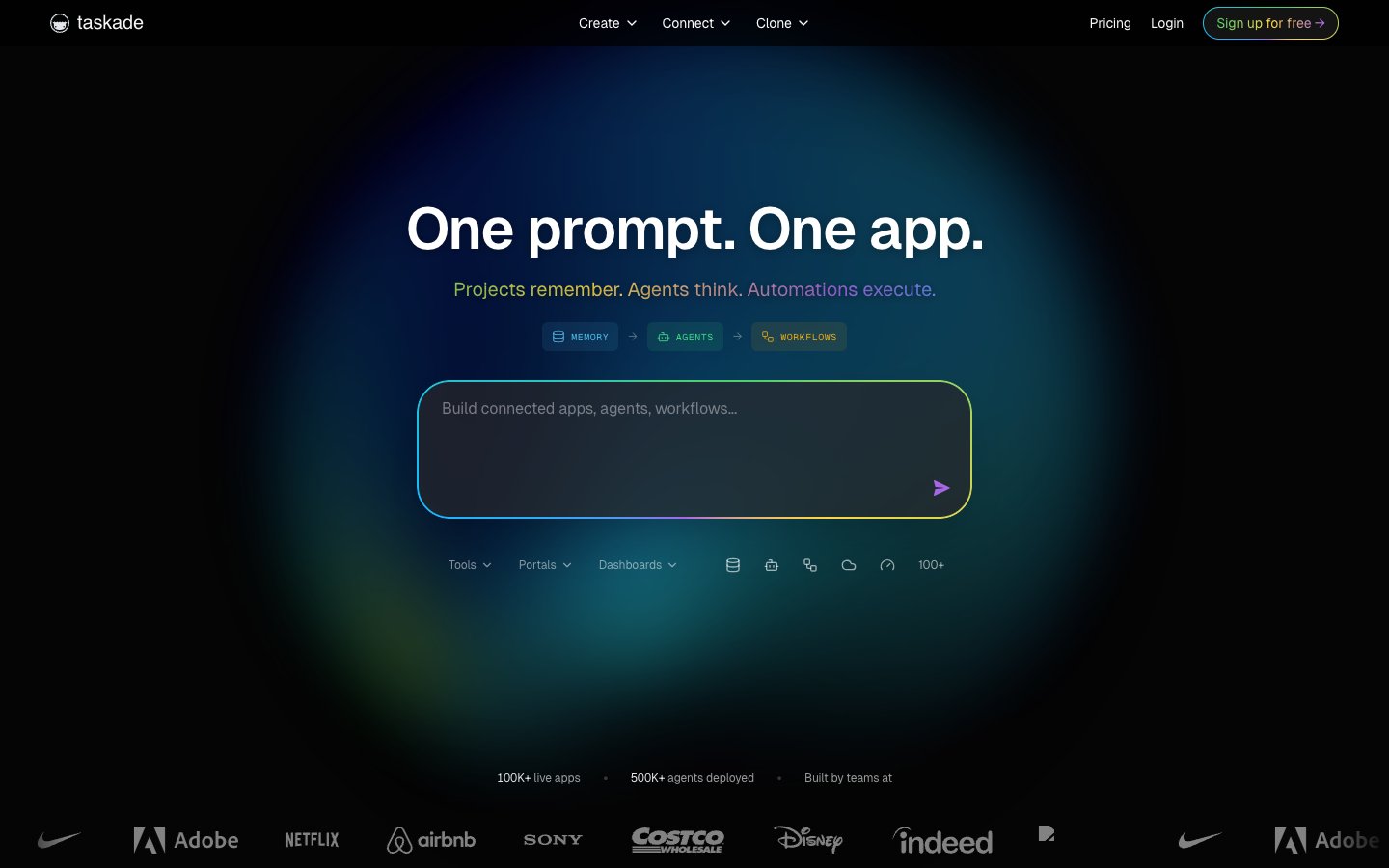 Taskade Dashboard Screenshot