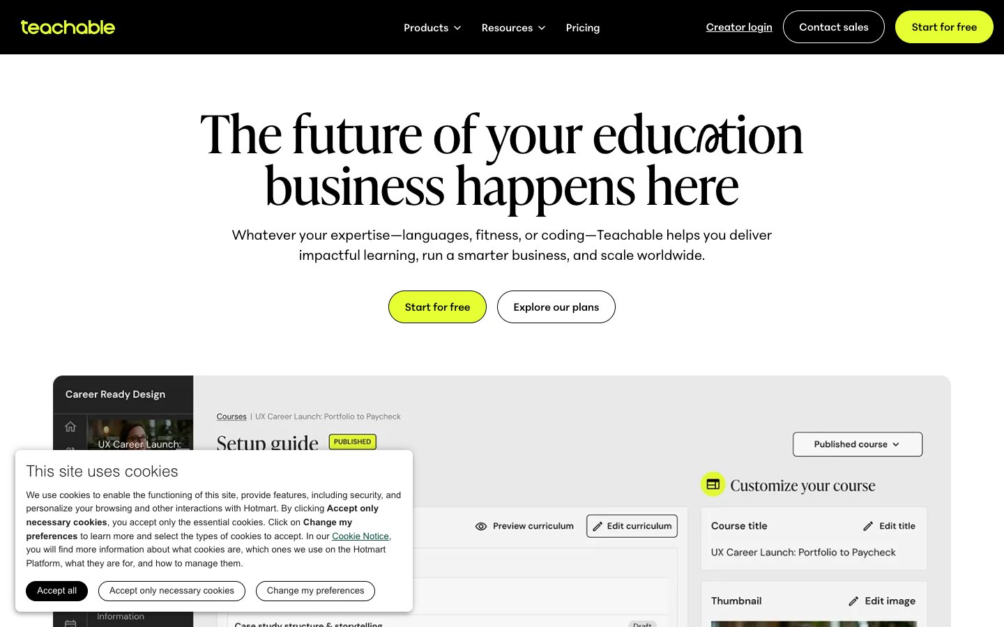 Teachable Dashboard Screenshot