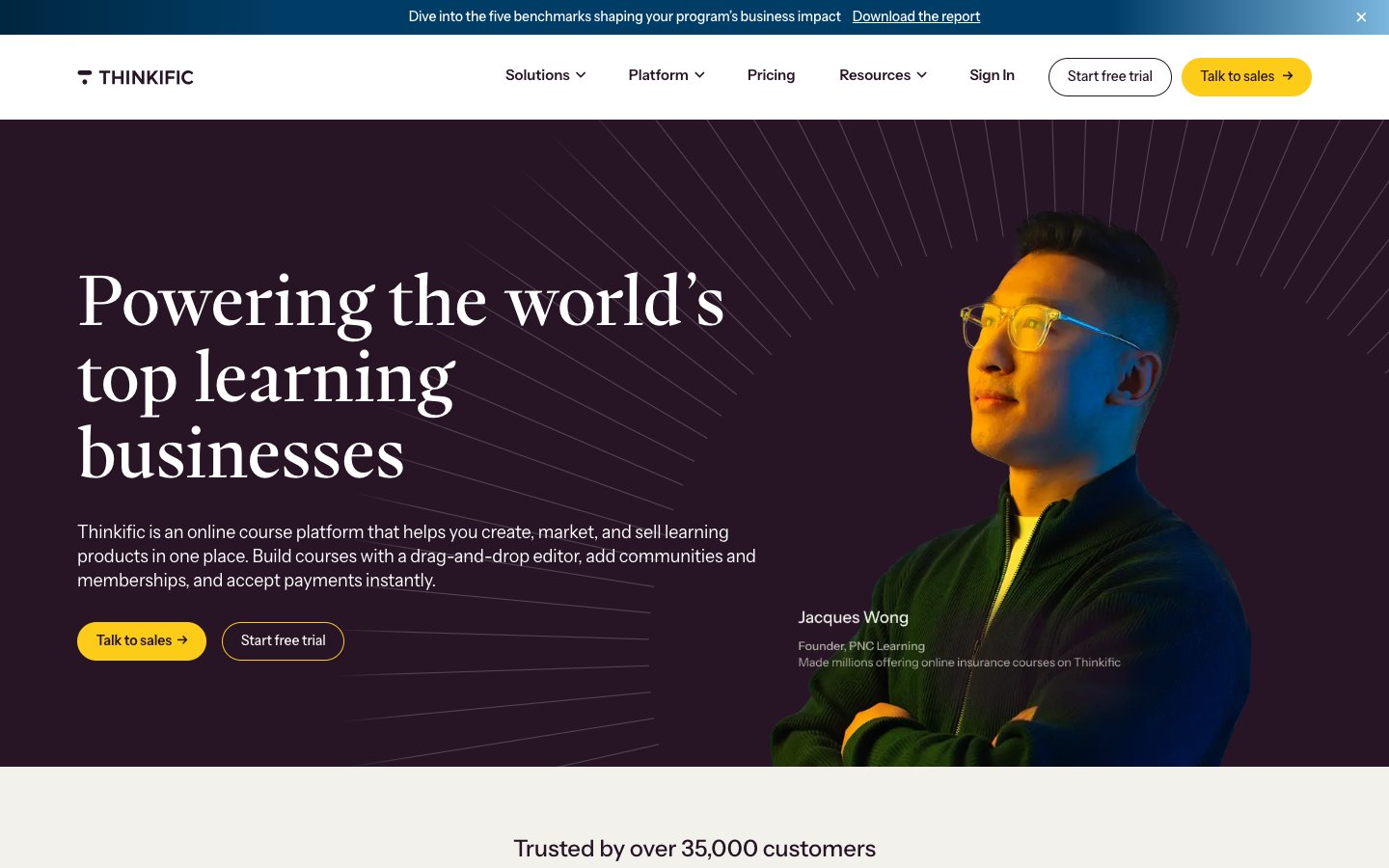 Thinkific Dashboard Screenshot