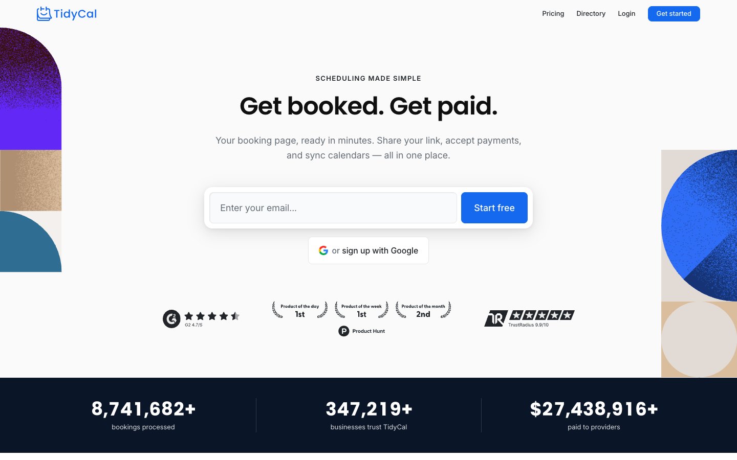 Tidycal Dashboard Screenshot