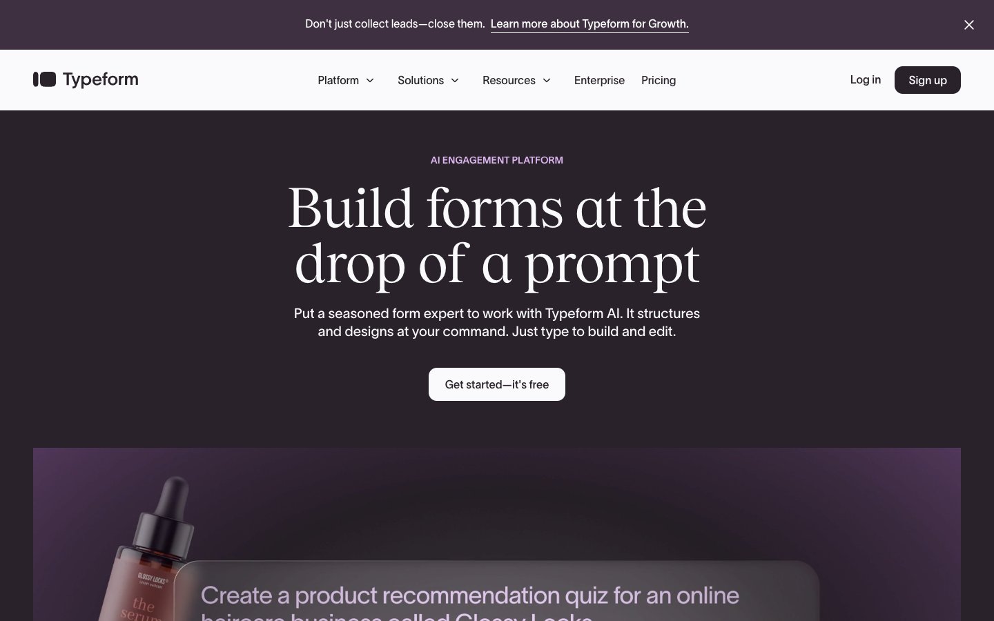 Typeform Dashboard Screenshot