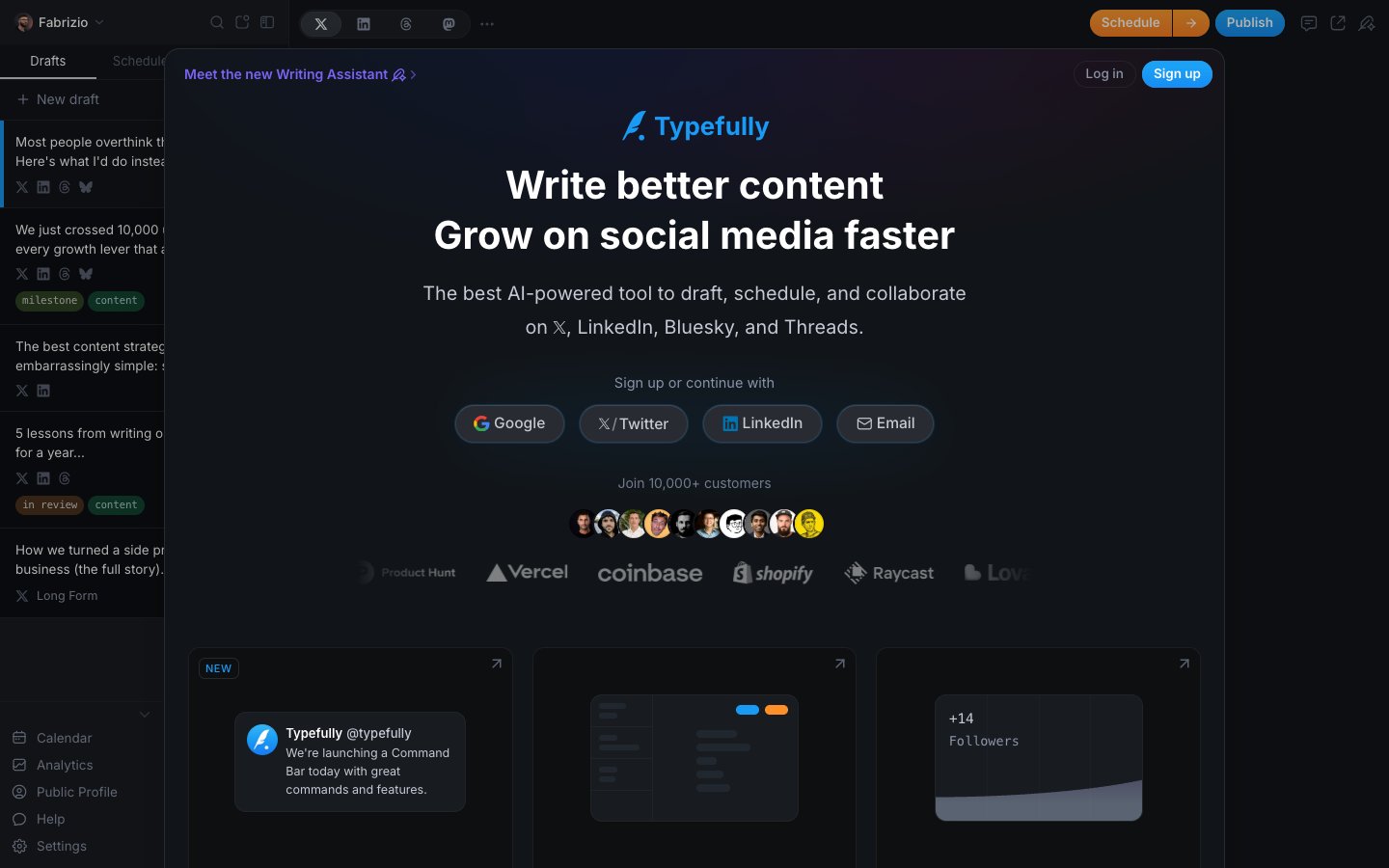 Typefully Dashboard Screenshot