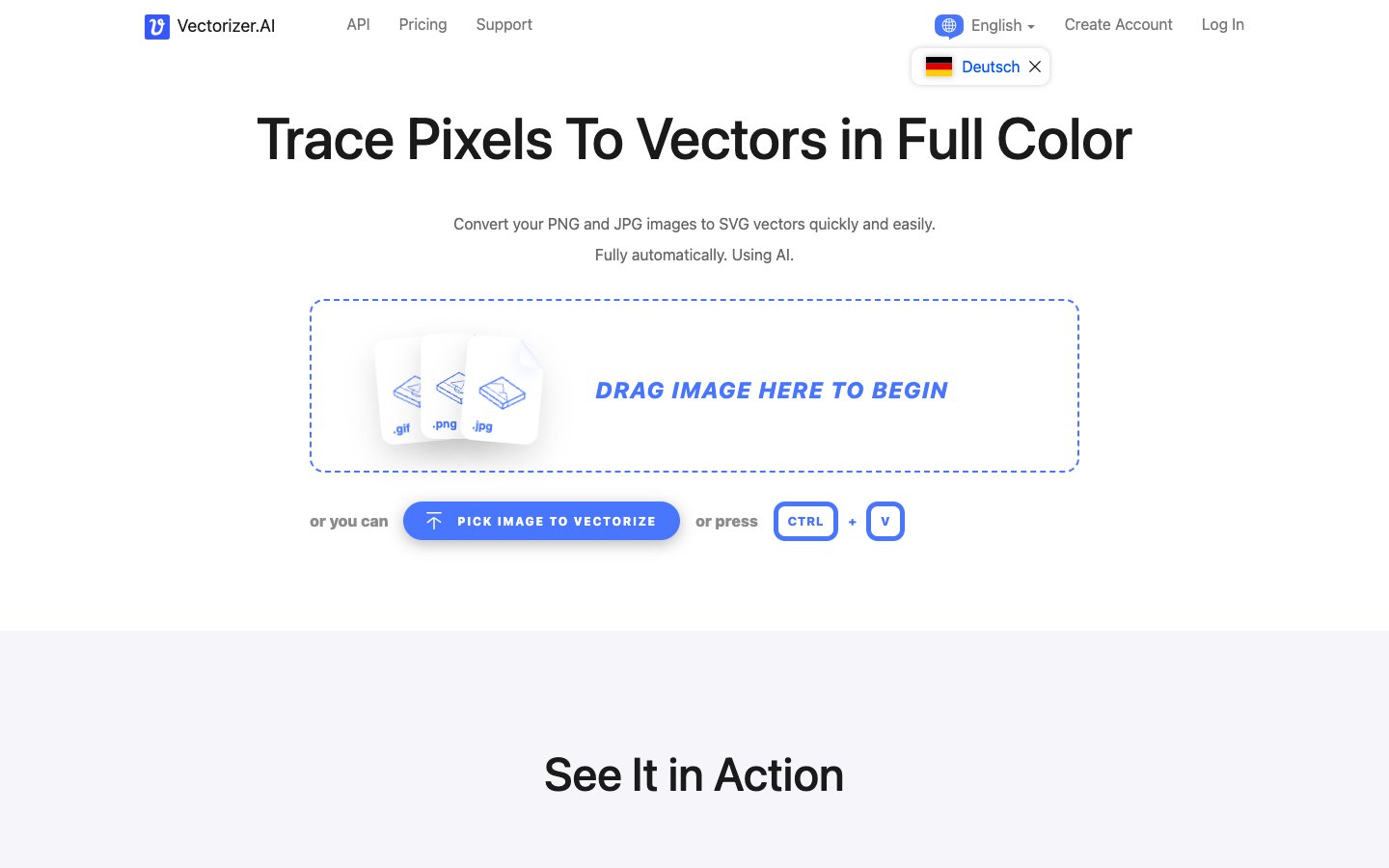 Vectorizer Ai Dashboard Screenshot