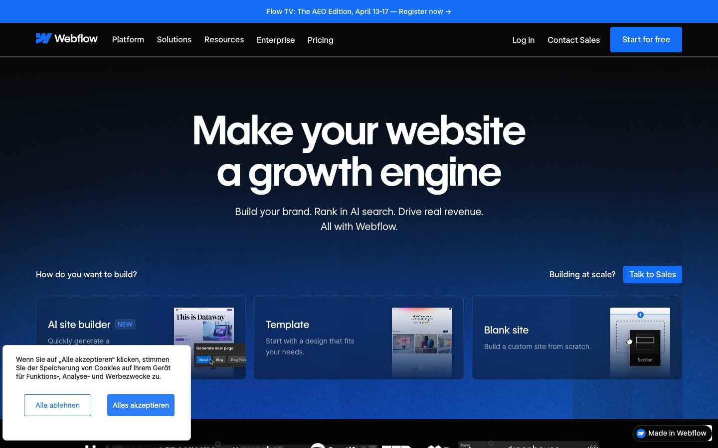 Webflow Dashboard Screenshot